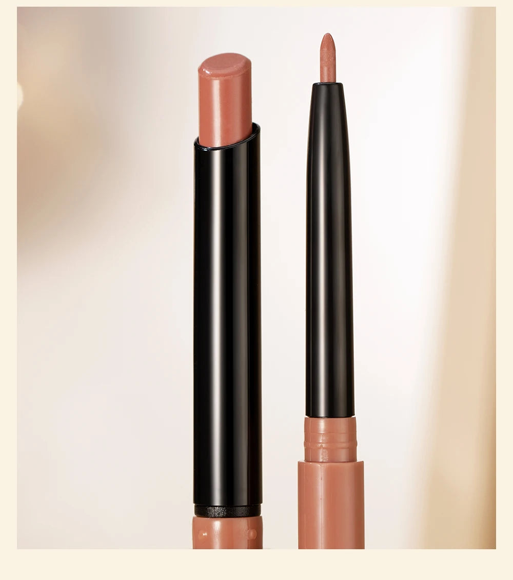 QIBEST 12 Colors Lip Makeup Nude Lipstick Pencil Waterproof Long Lasting Sexy Red Lip Stick Matte Lip Liner Pen Lipstick