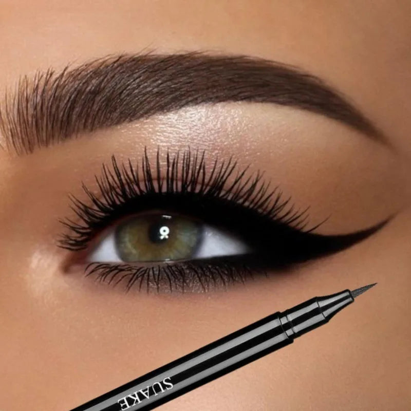 Black waterproof, sweat-proof, and smudge-proof eyeliner creates a natural look and glides on quickly and easily.