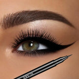 Black waterproof, sweat-proof, and smudge-proof eyeliner creates a natural look and glides on quickly and easily.