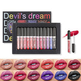 12 Lip Gloss Set Box for Halloween and Christmas Makeup with Pearlescent Shining, Waterproof, Durable, Natural Makeup, Shining,