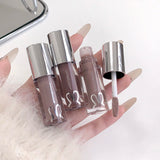 Water Light Mirror Lip Gloss Lasting Moisturizing Cool Black Silver Gray Pearlescent Fine Sparkling Lipstick Lip Oil