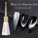 1pc 10ml Holographic Glitter Mirror Porcelain White Cat Eye Gel Polish Magnetic Galactic Effect Gel Nail Polish Soak Off UV LED