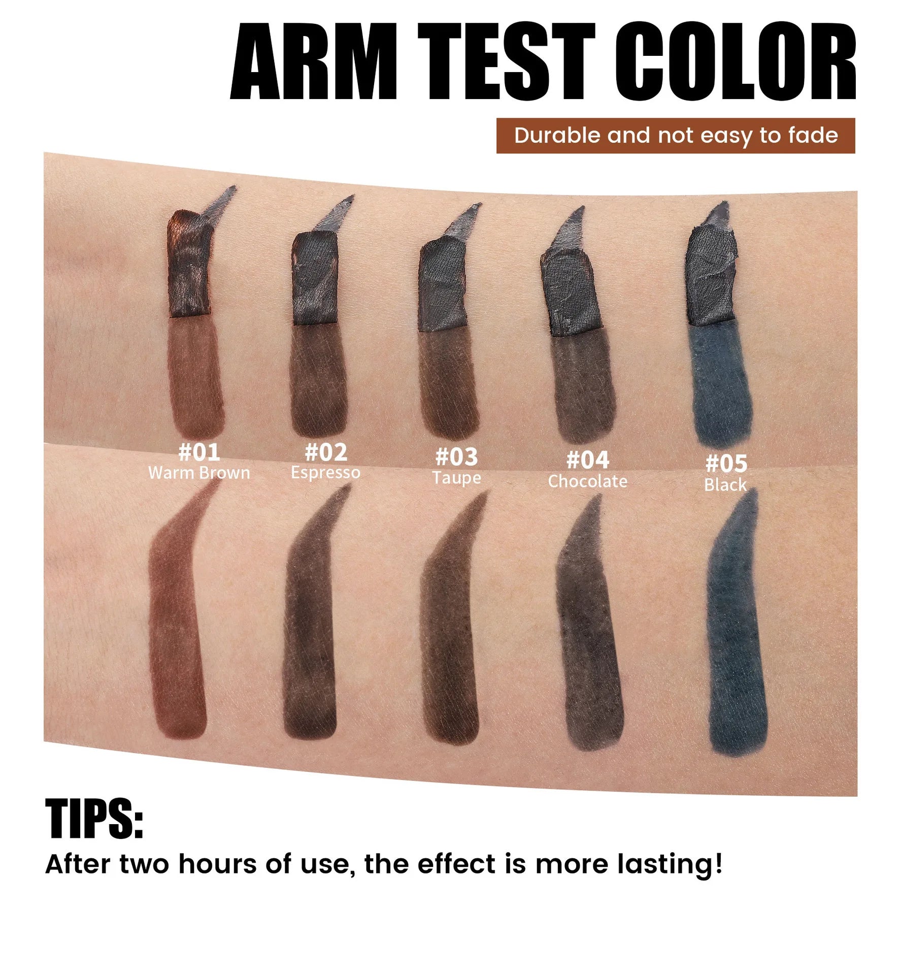 HANDAIYAN 5-color brush head peel-off eyebrow tint Waterproof, long-lasting, and smudge-proof peel-off eyebrow tint