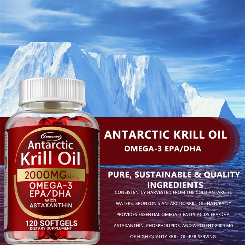 Antarctic Krill Oil Astaxanthin Capsules(EPA, DHA) Joint And Skin Health Support Immunity, Cardiovascular, Non-GmoSupplementsSup