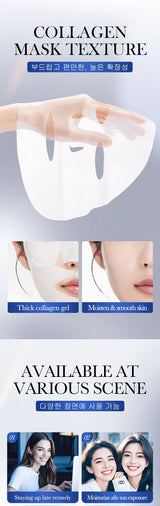 "Collagen Glow" Hydrating Face Mask | Brightening & Moisturizing Treatment | With Marine Collagen & Hyaluronic Acid