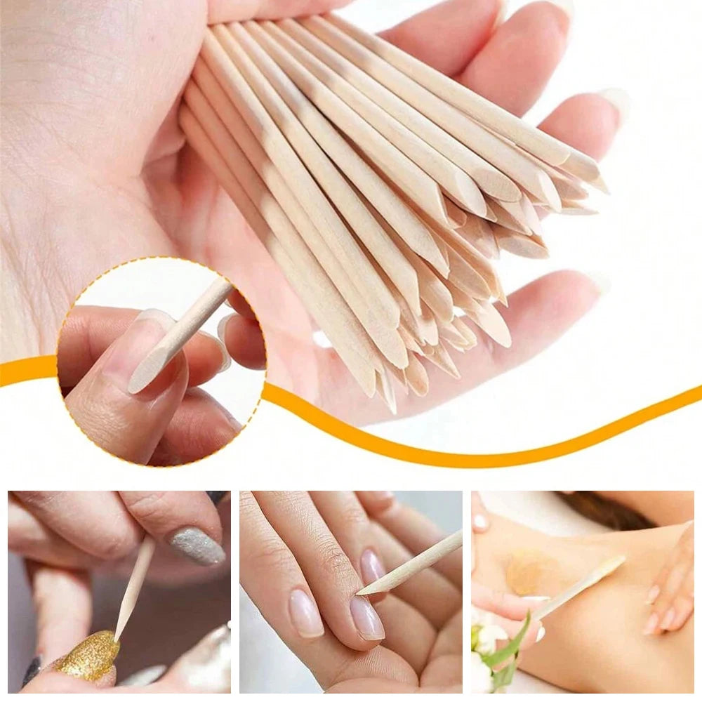 100Pcs Orange Wood Sticks for Nails Double Sided Cuticle Pusher Remover Nail Art Manicure Pedicure Tool for Manicure Pedicure