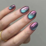 24Pcs Simple Wine Red Fake Nail with Mid-length Design Almond Press on False Nails Wearable Round Head Oval Full Cover Nail Tips