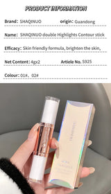 SHAQINUO 2 in 1 Dual Head Highlighter for Face & Body Contour and Highlighter Stick for Face and Body