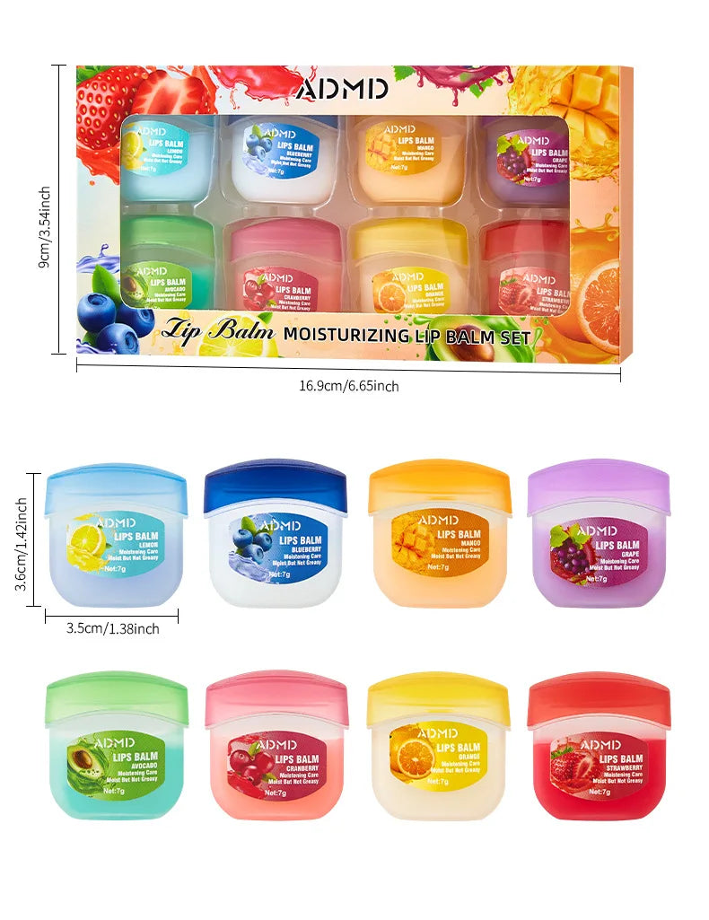 8 Pieces Vaseline Lip Balm Set Rose Lemon Flavor Moisturizing Anti-Dry Crack Long Lasting Nourishing Lip Mask Lip Care