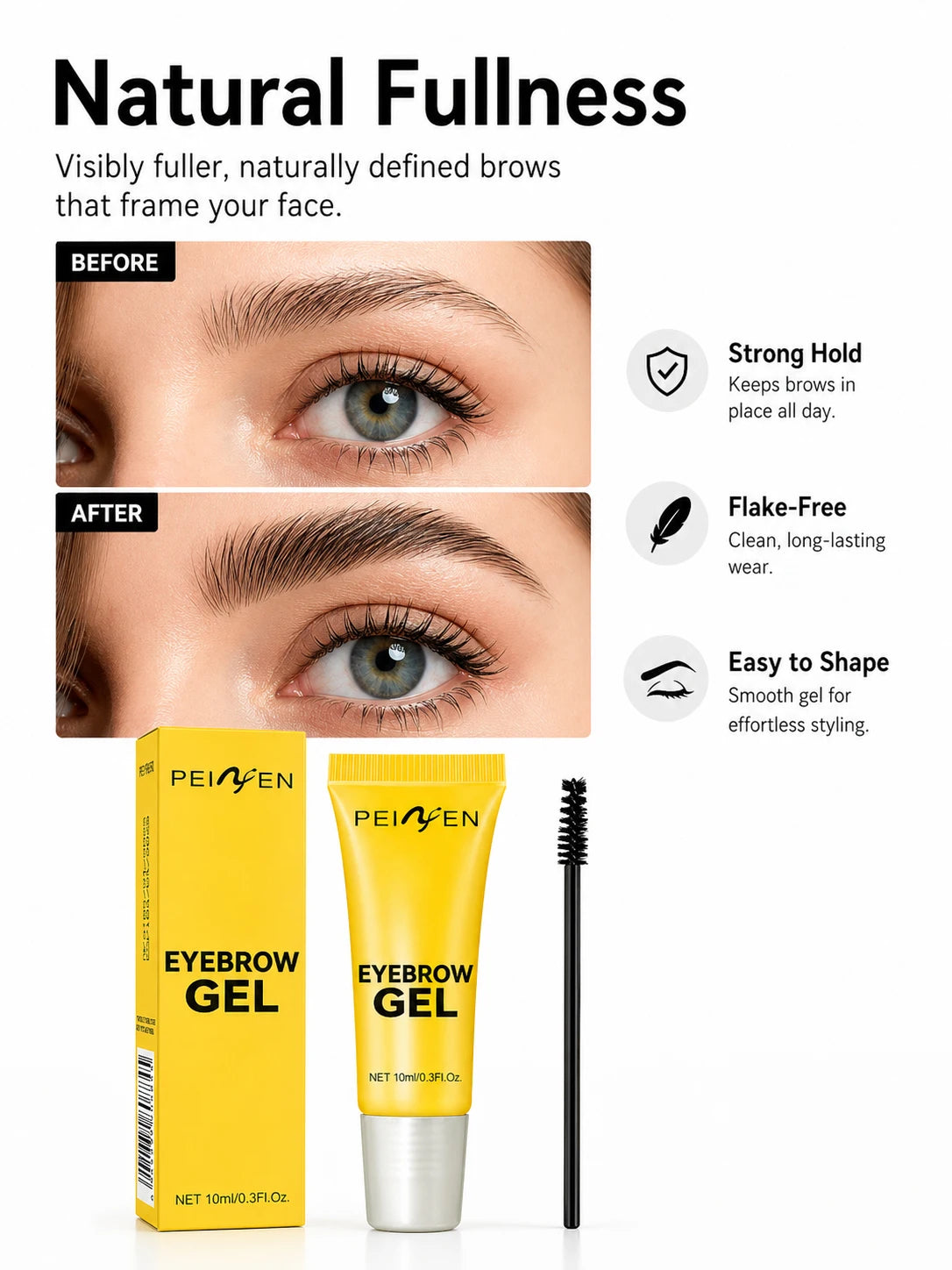 Clear Eyebrow Gel 3PCS Set, Strong Hold Waterproof Brow Shaping Gel, Natural Fuller Brows Makeup, Flake-Free Brow Lamination