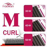 FADVAN M/L/L+/C/D Curl 3D/4D/5D W Shape Eyelash Extensions Waterproof Curling Natural Volume Lashes Soft Black False Eyelashes