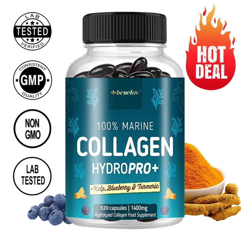 Hydrolyzed Marine Collagen - HYDROPRO supports skin and joint, hair and nail health nutritional supplement