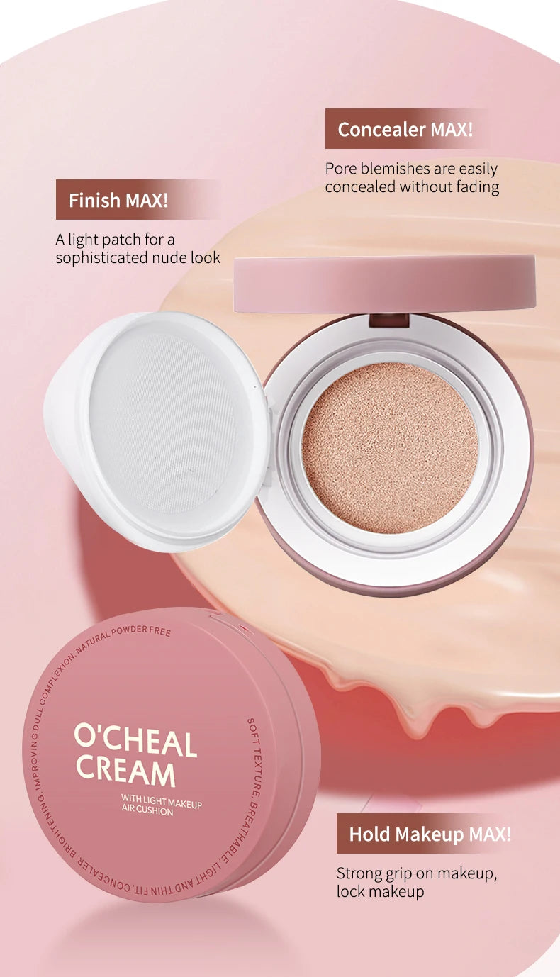 OCHEAL CC Cream Cushion Foundation Cream Long Lasting Moisturizing Concealer Foundation BB Cream For Face Makeup Concelear