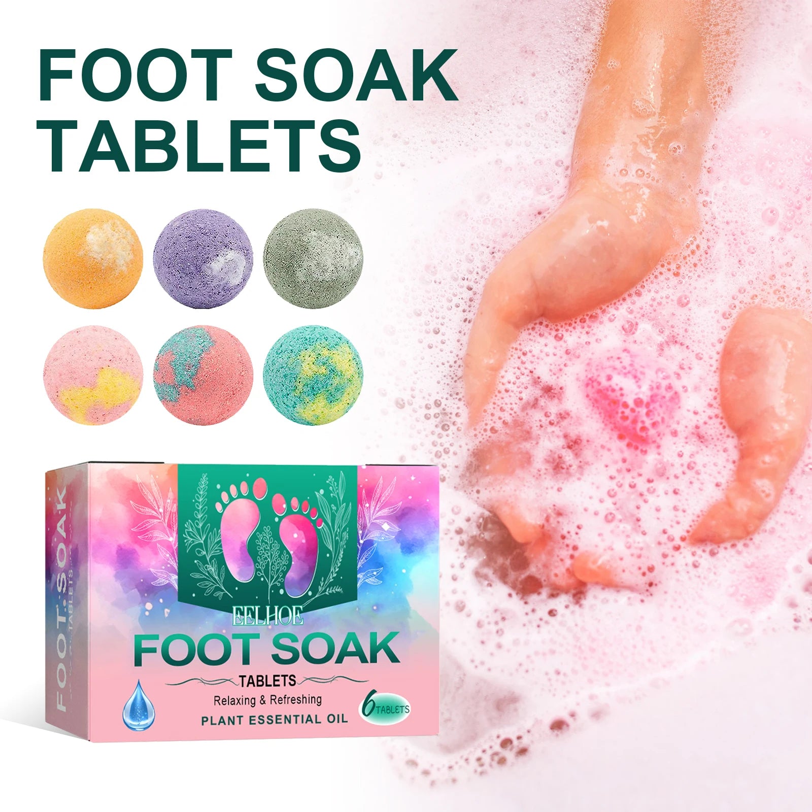 Bubble Foot Bath Ball Exfoliating Moisturizing Relief Stress Fragrances Aromatherapy Shower Bathing Foot Spa Foot Bath Salt 6pcs