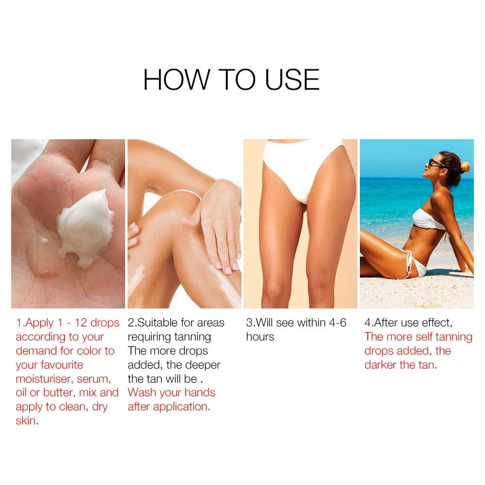 30ml Self -Tanning Drops Body Self Tanner Sunless Tanning Lotion for Natural-Looking Tanner For Body Skin Care