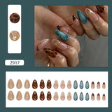 24pcs White Flower Fake Nail Tips Ins Yellow Pink Blush False Nails Wearable Full Cover European Almond Shaped Press on Nails