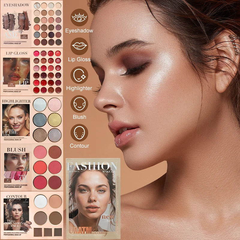 67-color multi-layered beauty book palette, a makeup book that combines eyeshadow, blush, contouring and highlighter,rich colors