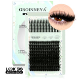 GROINNEYA Lash Clusters Kit Spikes Lash Individuals Eyelash Clusters D-Curly Lash Clusters Kit with Bond and Seal Makeup