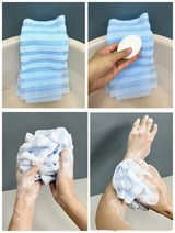 Ultra-Long Exfoliating Back Towel with Silver Ions, Antibacterial, Multifunctional for Shower, Bath, Abundant Foam