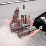 Water Light Mirror Lip Gloss Lasting Moisturizing Cool Black Silver Gray Pearlescent Fine Sparkling Lipstick Lip Oil