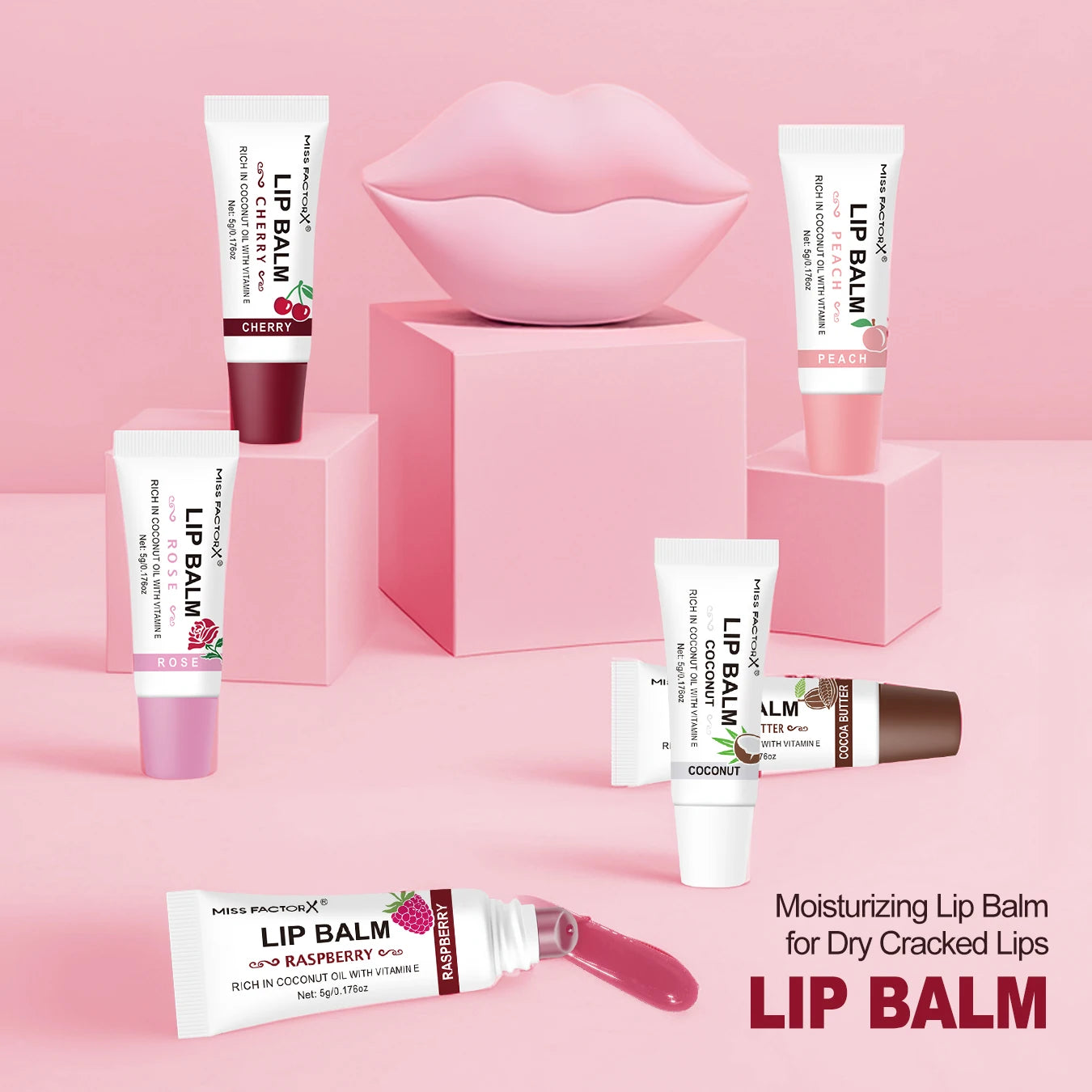 30-Piece MISS FACTORX Hyaluronic Acid and Collagen Infused Lipstick - Deep Moisturizing, Long-Lasting Lip Color, the Perfect GIF