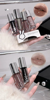 1Pc Lip Gloss Mirror Moisturizing Gothic Pure Black Silver Fine Flash Low Saturation Lip Glazed Lasting Lip Makeup Halloween