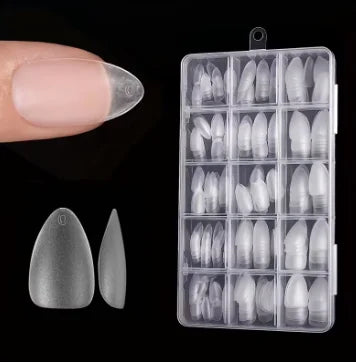 Boxed 330 Short Almond Nail Tips - Upgraded Matte Gel Nail Stickers Without File, Pre-Shaped Full Coverage of Short Almond Nails