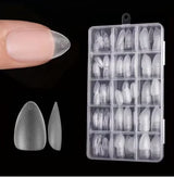 Boxed 330 Short Almond Nail Tips - Upgraded Matte Gel Nail Stickers Without File, Pre-Shaped Full Coverage of Short Almond Nails