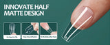 NAILPOP Soft Gel Nail Tips 600PCS Pre-Buff Full Cover Coffin Almond  Oval Shaped Nail Extenison Tips Half Matte Gel X Fake Nails
