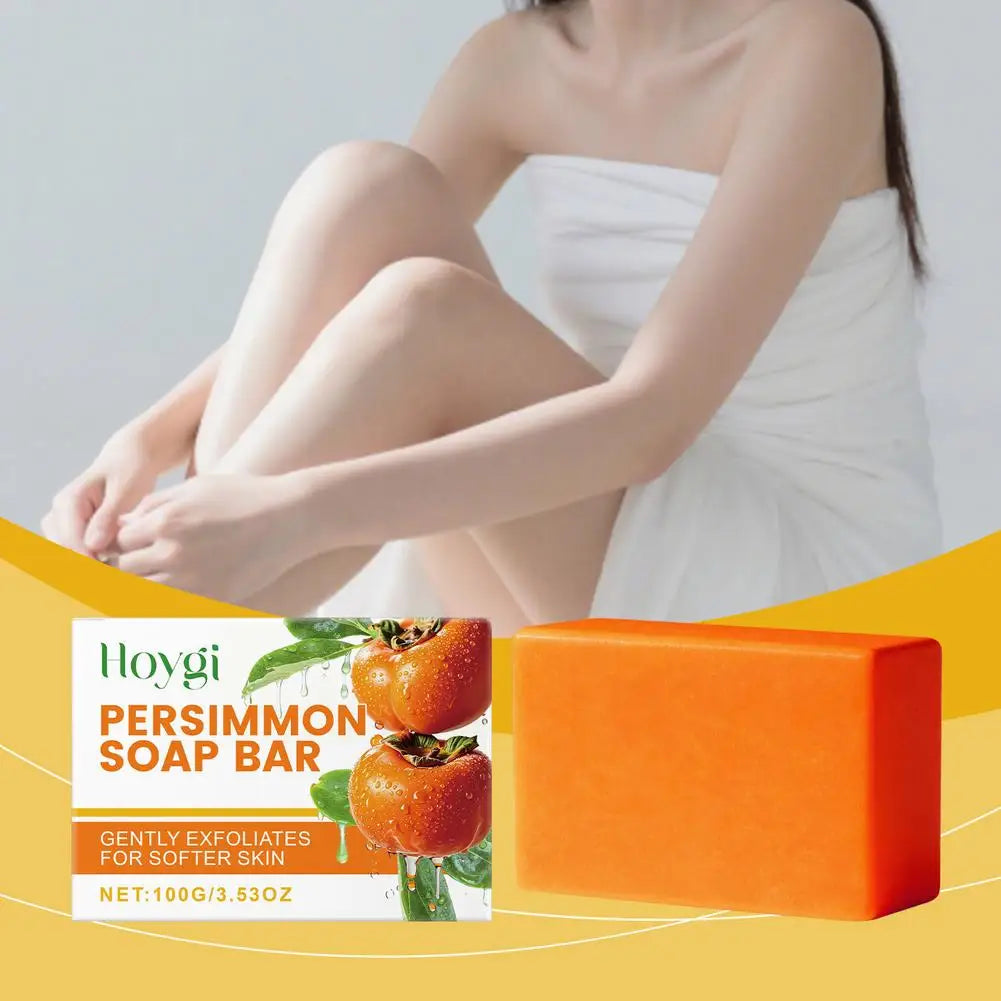 Persimmon Soap Bar for Body Odor Control, Handmade Persimmon Soap for Face and Body Wash, Gentle Smooth Deodorant Bath Soap 100g