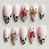 24pcs Wearable Press on Nails Strawberry Bow Design Nails Tips Red Short Almond Pearl Starlight Fake Nail Art Flower False Nails