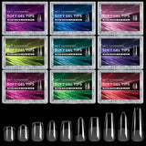 Luxury False Nail Tips Soft Gel Fingertip Semi-matte Capsules Almond French Coffin Full Cover Artificial Fake Nails Extension