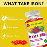 Iron and Vitamin C Supplement - Boosts Energy, Focus, and Immune Function, Supporting Red Blood Cells, Improve Immunity, Non-GMO