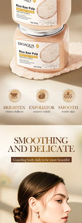 BIOAOUA Rice Pulp Bath Salt Scrub Gentle Exfoliating Body Scrub for Soft Smooth Skin Exfoliator Moisturize and Nourish