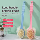 2-in-1 Double-sided Long Handle Shower Brush Exfoliating Soft Bristle Shower Tools Body Clean Shower Brush Gentle Cleaning Tools