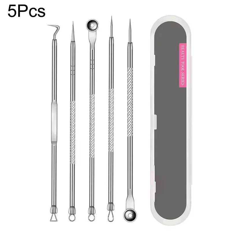 4-11Pcs Ingrown Hair Tweezers Acne Blackhead Removal Needles Black Dots Cleaner Deep Cleansing Pore Cleaner Face Skin Care Tools