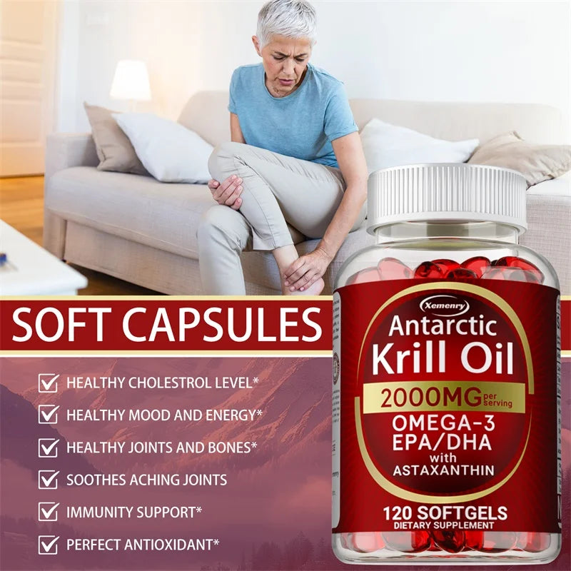 Antarctic Krill Oil Astaxanthin Capsules(EPA, DHA) Joint And Skin Health Support Immunity, Cardiovascular, Non-GmoSupplementsSup
