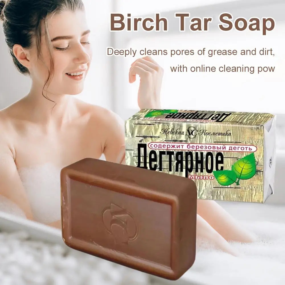 1/2/3/4/5pcs Russian NC Birch Tar Soap Purifying Face & Body Wash for Oily & Problem Skin, Deep Cleansing & Oil Control