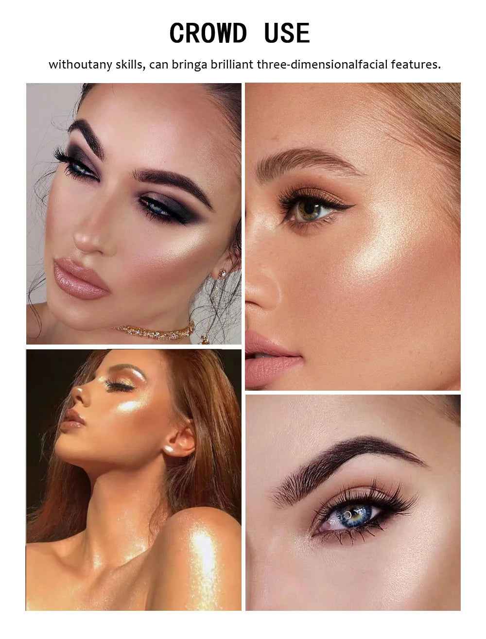 Natural Diamond Highlighter Powder 5 Color Shimmer Contour Nose Shadow Brightening Face Makeup Cosmetics Palette