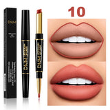 DNM 2 In 1 Matte Lipstick Pencil Double Head Lip Liner Pen Long Lasting Waterproof Lady Charming Nude Red Lipliner Pencil Makeup