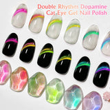 Heimat Frisch 7ml Single Bottle Double-Edge Cat Eye Gel Polish with Black Neon Polarized Chameleon Effect, Perfect for Party