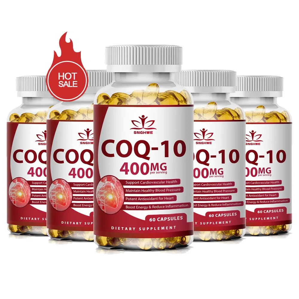 120pcs Organic Q10 Coenzyme 400mg Capsules Cardiovascular and Heart Health Energy Vitamins Beauty and Health