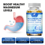 Magnesium Glycinate + Zinc Supplement Capsules, High Absorption, Support Sleep Health, Bone Joint, Brain, Strengthen Immune