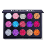 CmaaDu 15 Colors Gold Scallion Powder Diamond Glitter Eyeshadow Tray Shimmering Dazzling Universal Waterproof Easy to Color
