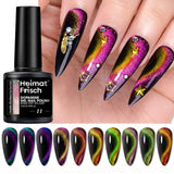 Heimat Frisch 7ml Single Bottle Double-Edge Cat Eye Gel Polish with Black Neon Polarized Chameleon Effect, Perfect for Party