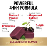 Beetroot Gummies with CoQ10, B Vitamins Grape Seed Extract Plant-Based Soft Chews Daily Energy Supplement