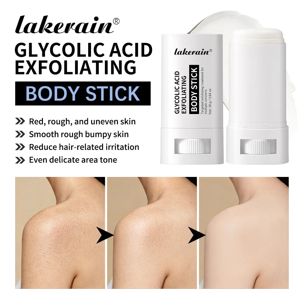 Lakerain Exfoliating Body Stick Multiple Glycolic Acid Cleaning Long-lasting Moisturizing Nourishing Smoothing Skin Care