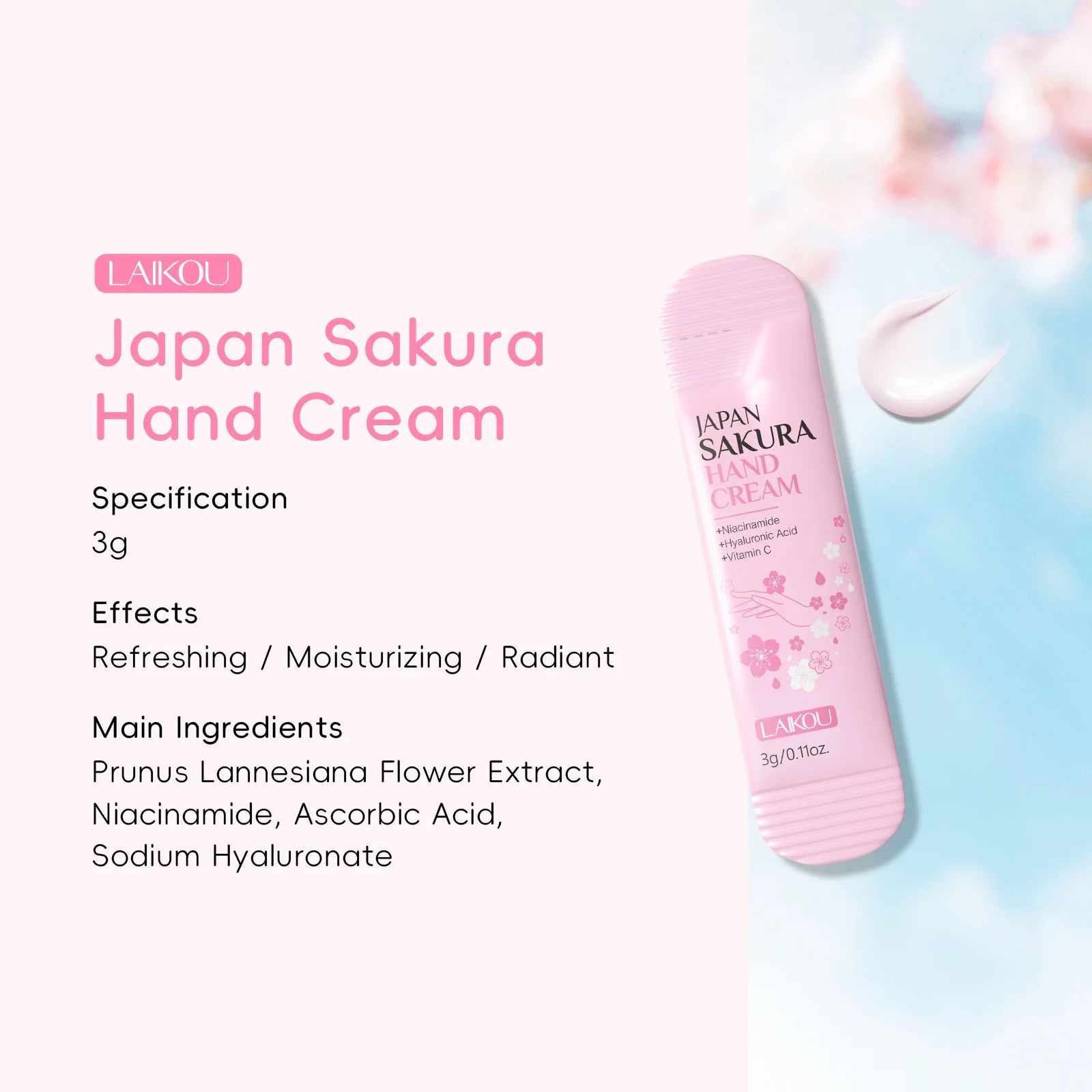 LAIKOU Cherry Blossom Hand Cream Moisturizing Nourishing Brightening Hydrating Hand Lotion Creams Intensive Repair Hand Balm