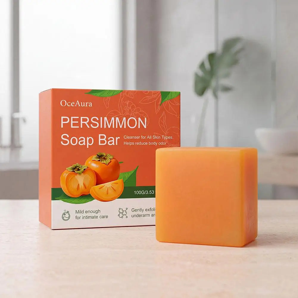 Persimmon Soap Bar for Body Odor Removal, Handmade Persimmon Green Tea Soap for Face and Body Wash Gentle Deodorant Bar