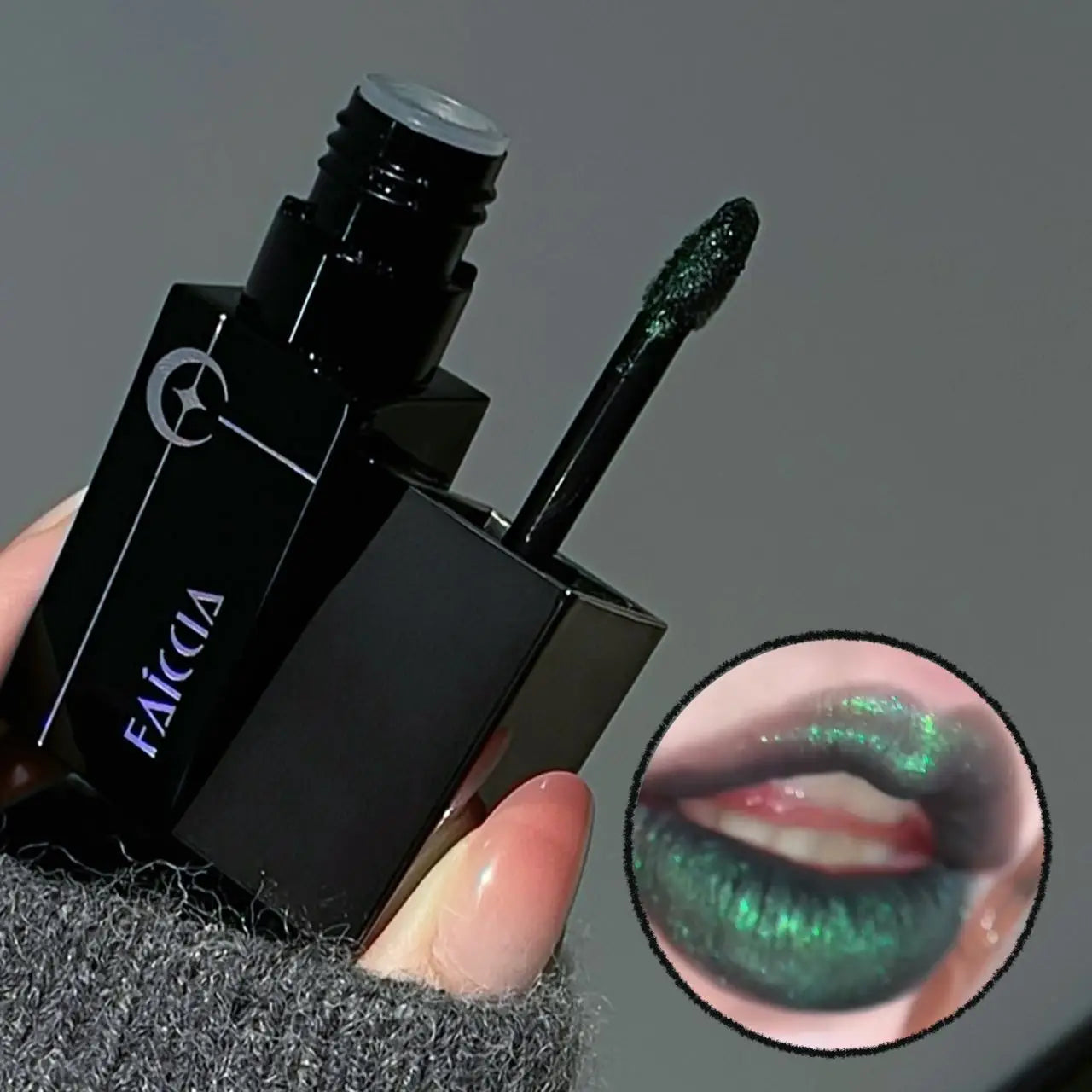 Pearlescent Polarized Green Lip Mud Gloss Fine Shimmer Lip Glaze Plumping Gothic Black Moisturizing Shiny Halloween Lips Makeup